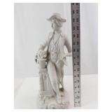 Porcelain Gentleman Figurine with Flower Pot - White Bisque