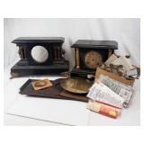 Antique Black Mantel Clock Bits and Parts