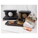 Antique Black Mantel Clock Bits and Parts