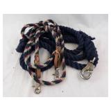 Assorted Rope Leashes with Snaps & Leather Tabs - Navy & Multicolor Braided Sets
