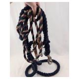 Assorted Rope Leashes with Snaps & Leather Tabs - Navy & Multicolor Braided Sets