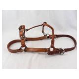Leather Horse Bridle - Brown Leather, Adjustable Headstall, Silver Hardware