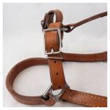 Leather Horse Bridle - Brown Leather, Adjustable Headstall, Silver Hardware