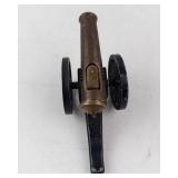 Antique Brass Toy Cannon on Carriage with Spoked Wheels