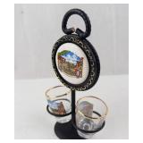 Schwäbisch Gmünd Town Scene Shot Glass Stand with 2 Glasses