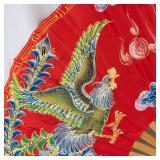 Huge Red Dragon Hand Fan with Wooden Spokes - Folding Chinese Fan