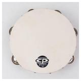 LP Latin Percussion Tambourine - White Head, Natural Wood Shell