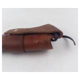 Vintage Brown Leather Revolver Holster with Belt Loop & Retention Strap