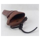 Vintage Brown Leather Revolver Holster with Belt Loop & Retention Strap