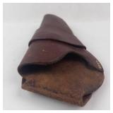 Vintage Brown Leather Holster for Handgun or Revolver - Flap Closure