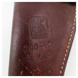 Vintage Brown Leather Holster for Handgun or Revolver - Flap Closure