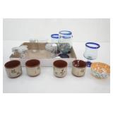 Mexican Blown Glass Goblets-Cobalt Blue Rims & Stems, Glass Canisters, Saki Cups, Poly canister