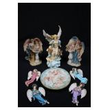 Angel Figurines & Decorative Plate (Lot of 8) Many Sizes