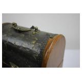 Pair of Antique Wooden Boxes with Floral Lacquer Panels and Brass Hardware