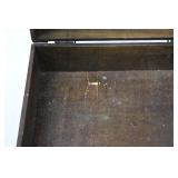 Pair of Antique Wooden Boxes with Floral Lacquer Panels and Brass Hardware