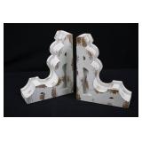 Magnolia Home Book Ends - Set of 2 Whitewash Wood - Vintage Style Shelf Decor 10"Tall