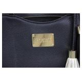 bebe Pebbled Leather Satchel Handbag - Black with Gold Hardware