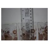 Floral Pink Glass Tumblers - Gold Rim - Set of 5