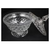 Crystal Glassware Set - 6 Glasses, Lidded Sugar Bowl, Compote & Square Dish