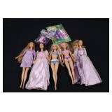 Barbie Fashion Dolls - 5 Figures in Gowns & Swimsuits (Secret Door Book/ Star Light Adventure Figure)