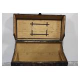 Antique Steamer Trunk with Iron Straps and Studded Hardware - Vintage Travel Chest