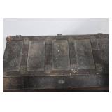 Antique Steamer Trunk with Iron Straps and Studded Hardware - Vintage Travel Chest