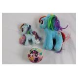 My Little Pony Plush Lot - Rainbow Dash, Fluttershy & Twilight Sparkle - Books, Cape & Accessories