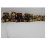 Teddy Bears - Plush Set with Blue Ribbons (Lot of 8)