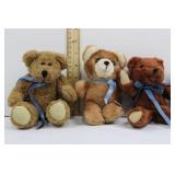 Teddy Bears - Plush Set with Blue Ribbons (Lot of 8)