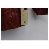 Red Leather Jacket with Shearling Collar - Belted Vintage Coat