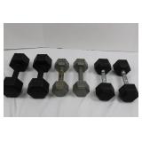 Hex Dumbbells Set - 20/15/10 lb (Lot of 6)