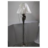 Brentwood Collection Floor Lamp with White Shade, Pull Chains, Metal Finish