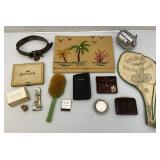 Group Of Misc. Vintage Collectibles Including Water Wings, Dog Collar With 1933 Rabies Tag And More