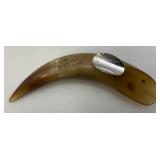 Vintage Hand Crafted Bull Horn Ashtray With Inscription "Buckhorn San Antonio Texas" 8 3/4"