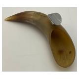 Vintage Hand Crafted Bull Horn Ashtray With Inscription "Buckhorn San Antonio Texas" 8 3/4"