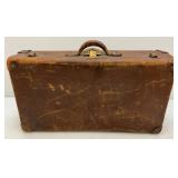 Antique Leather Suitcase (Lock Need Repair)