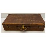 Antique Leather Suitcase (Lock Need Repair)