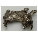 Large hefty Mid-Century Scottie Dog Brooch With Red Glass Eyes