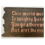 Vintage Wooden Sign And Hand Carved Wooden Book Holder