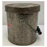 Vintage Metal Behrens Metal Bucket, With Lid And Wooden Handle