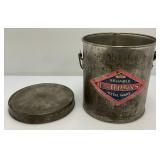 Vintage Metal Behrens Metal Bucket, With Lid And Wooden Handle