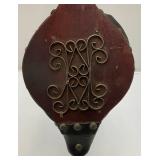Antique Fireplace Bellows With Metal Decoration 32"
