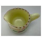 1900  3.25"  Custard Glass Souvenir San Antonio Texas Pitcher (Glow Under UV Light) Some Gold Missing On lip