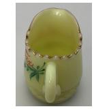 1900  3.25"  Custard Glass Souvenir San Antonio Texas Pitcher (Glow Under UV Light) Some Gold Missing On lip