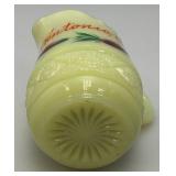 1900  3.25"  Custard Glass Souvenir San Antonio Texas Pitcher (Glow Under UV Light) Some Gold Missing On lip
