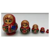 Vintage Collectible 5 Pc. Russian Nesting Doll Set Largest 3.25"