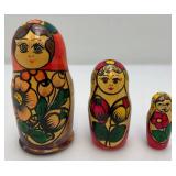 Vintage Collectible 3 Pc. Russian Nesting Doll Set Largest 5"
