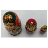 Vintage Collectible 3 Pc. Russian Nesting Doll Set Largest 5"