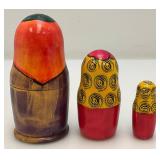 Vintage Collectible 3 Pc. Russian Nesting Doll Set Largest 5"