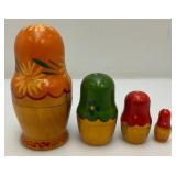 Vintage Collectible 4 Pc. Russian Nesting Doll Set Largest 5.25"
